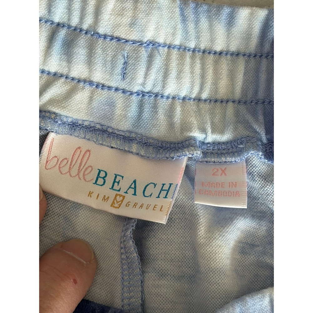 Belle Beach Kim Gravel Blue Tie Dye Cropped Lounge Pants 2X A603583 - Picture 4 of 8
